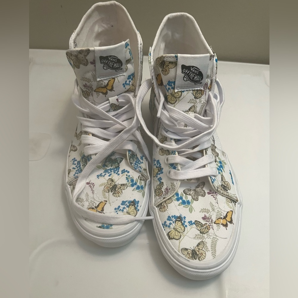 Vans High Top with Butterfly and Floral Print.